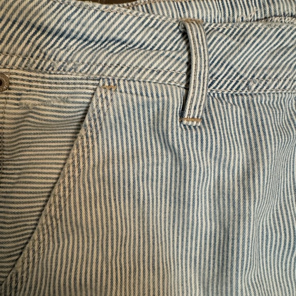 Y2K AMERICAN EAGLE OUTFITTERS Women’s Mini Skirt Blue Ticking Striped Cargo EUC - Picture 9 of 13